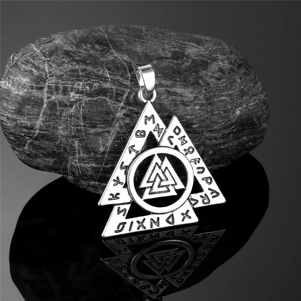 Viking Runes Valknut Pendant Mens Slavic Stainless Steel Necklaces in USA