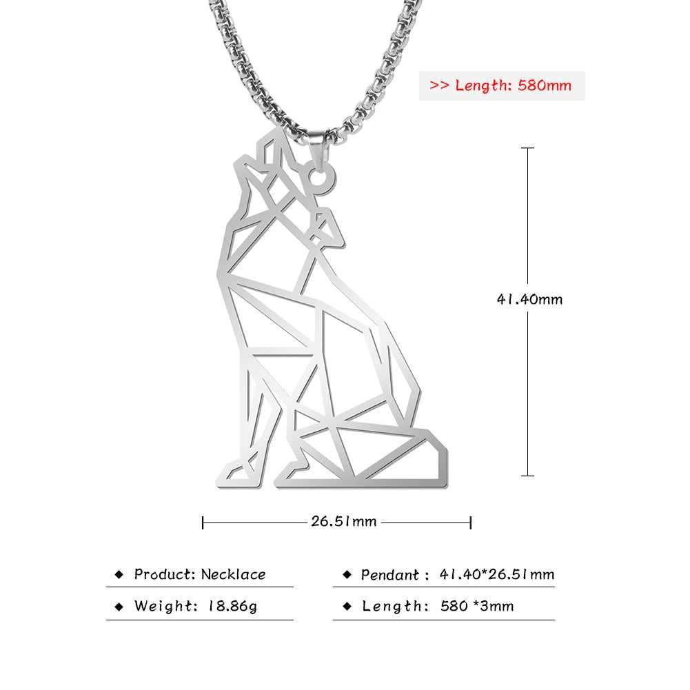 My shape Wolf Necklace Men Women Stainless Steel in USA