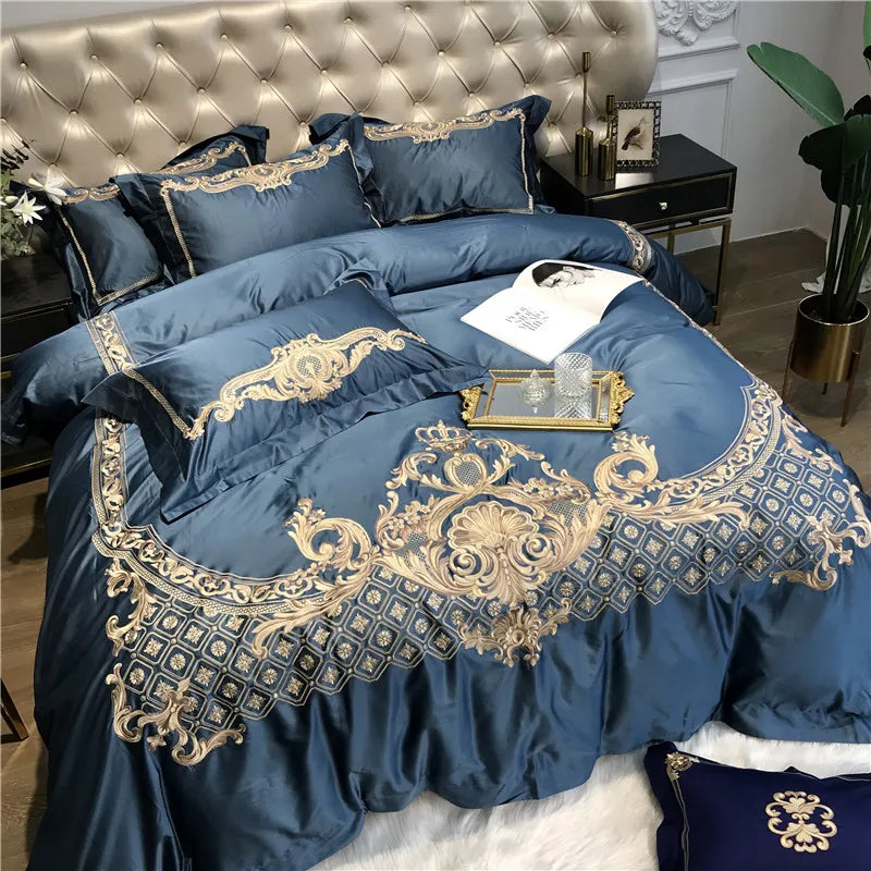 Premium Chic Embroidery Duvet Cover Bed Sheet set in USA