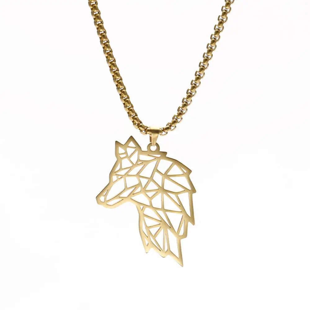 My shape Wolf Necklace Men Women Stainless Steel in USA