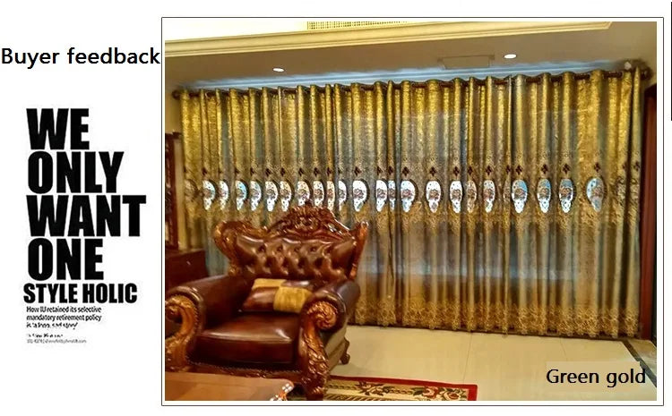 Gold Gilded Embroidered Hollowed Out Velvet Curtains in USA