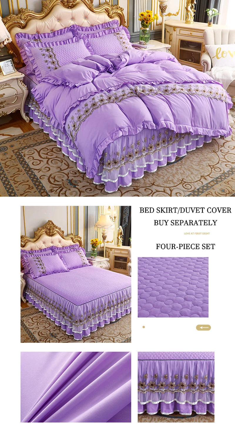 Modern Bed Skirt for Queen King Size Bed with Lace Cotton Bed Spread f