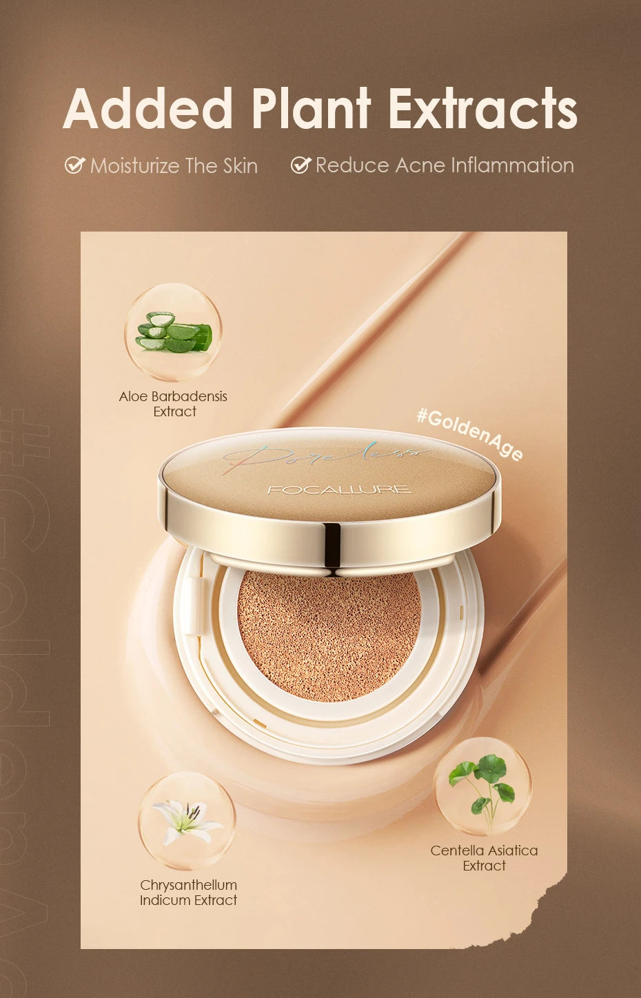 FOCALLURE Waterproof Matte Air Cushion Poreless BB＆CC Cream in USA