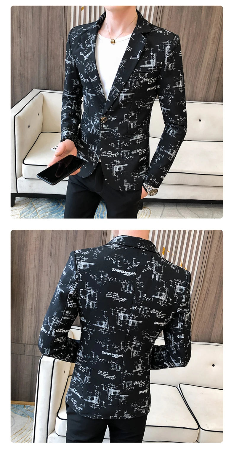 Men Blazer Slim Fit Autumn Korean Version of The Printed IN USA.