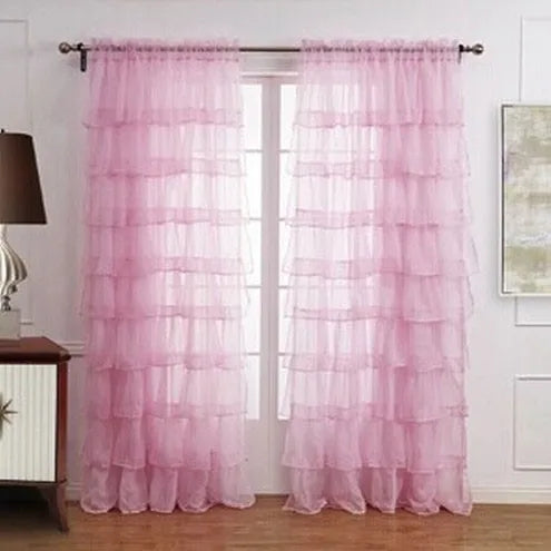 New Hot Ruffle Rod Pocket Organza Window Curtain in USA