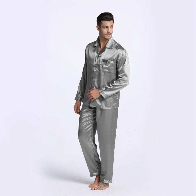 Tony&Candice Men's Satin Silk Pajama Set Men Pajamas Silk in USA