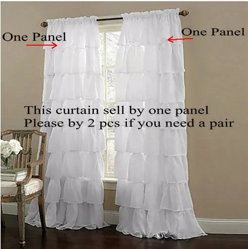 New Hot Ruffle Rod Pocket Organza Window Curtain in USA