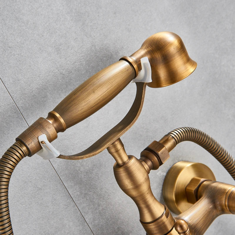 Antique Brass Bathtub Shower Faucet Set Bathroom in USA