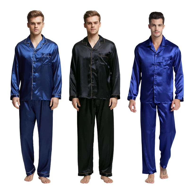 Tony&Candice Men's Satin Silk Pajama Set Men Pajamas Silk in USA