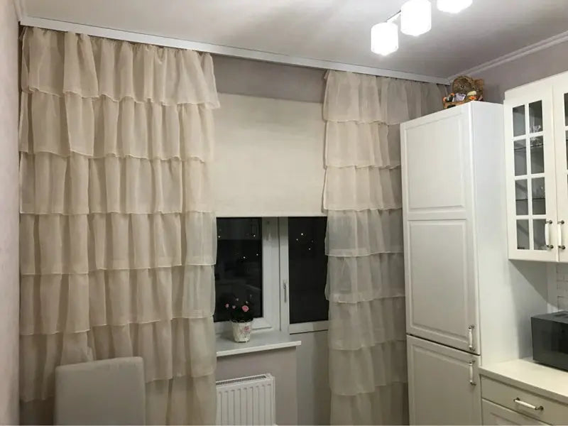 New Hot Ruffle Rod Pocket Organza Window Curtain in USA