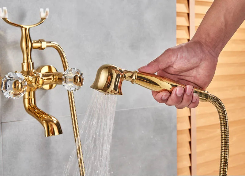 Antique Brass Bathtub Shower Faucet Set Bathroom in USA