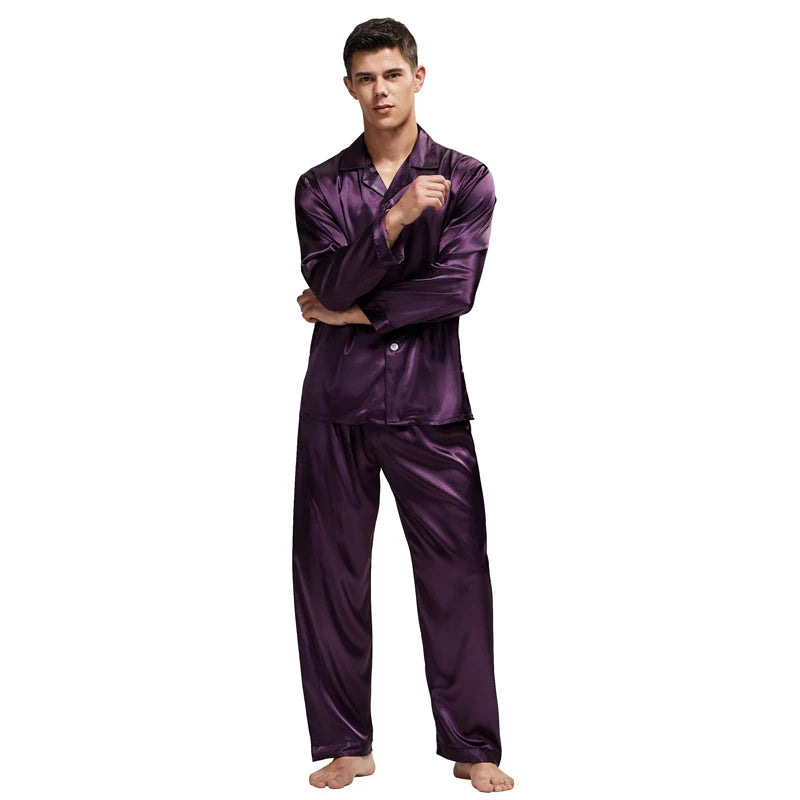 Tony&Candice Men's Satin Silk Pajama Set Men Pajamas Silk in USA