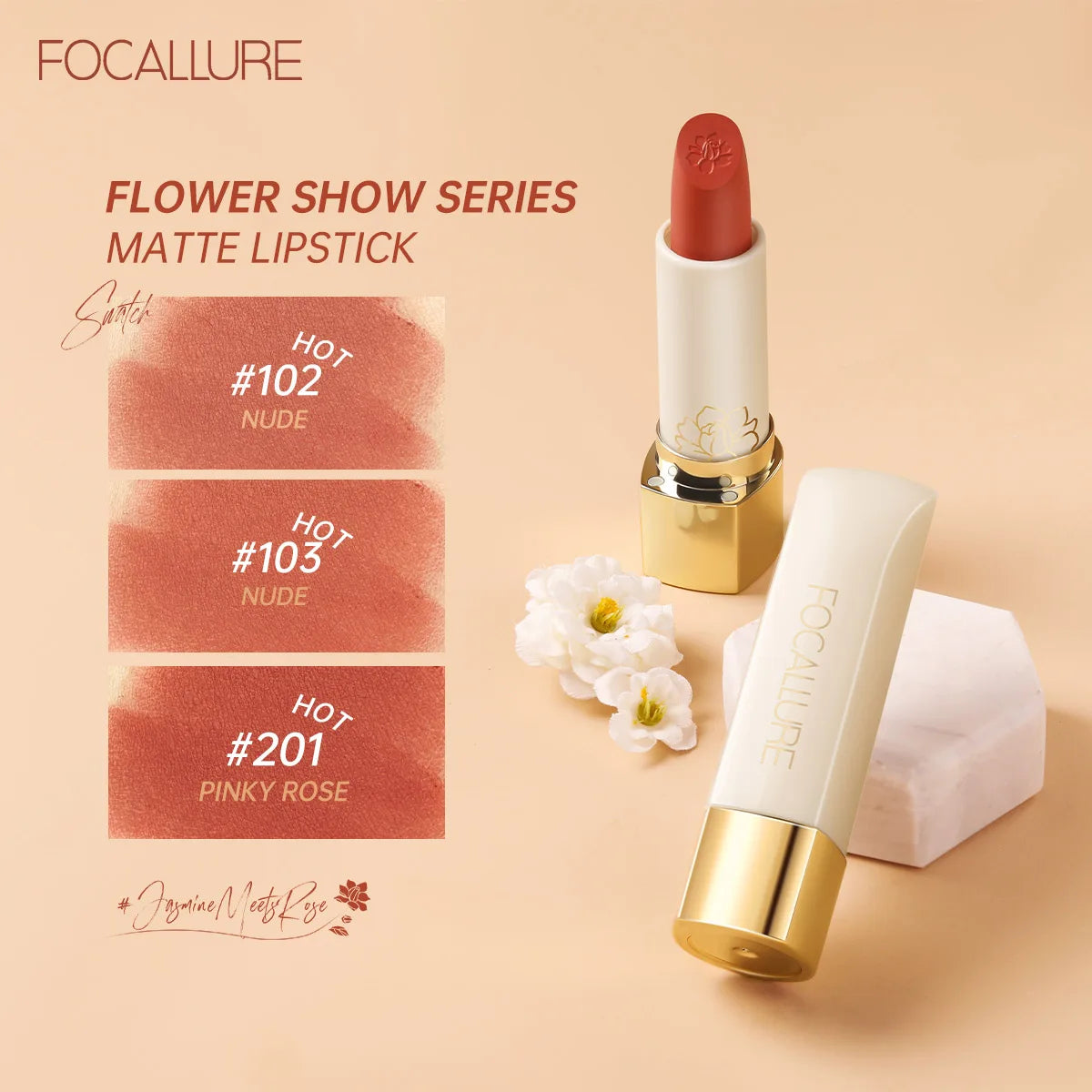 FOCALLURE Natural Matte Lipstick Waterproof Long-lasting in USA