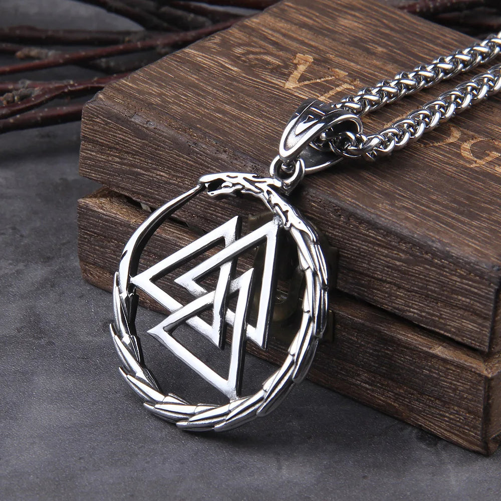 Never Fade Men Stainless steel Viking Self-devourer Ouroboros Valknut in USA