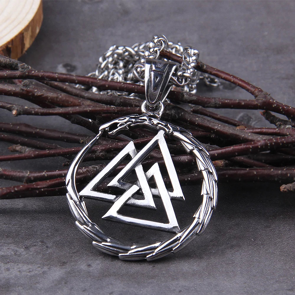 Never Fade Men Stainless steel Viking Self-devourer Ouroboros Valknut in USA