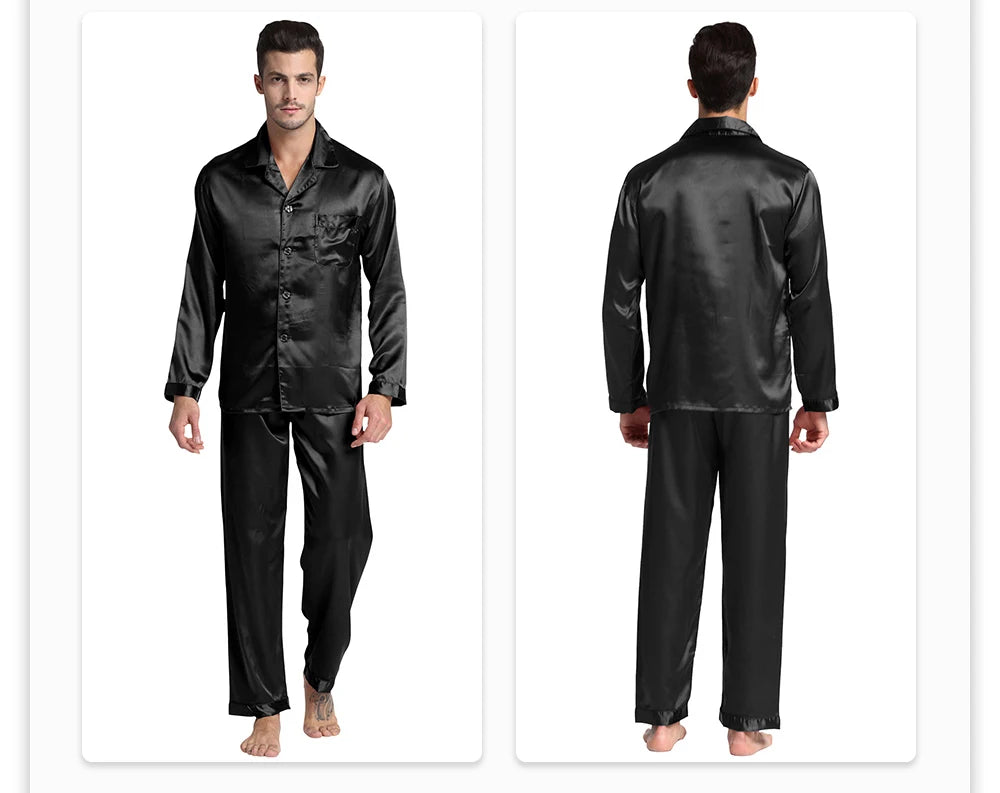 Tony&Candice Men's Satin Silk Pajama Set Men Pajamas Silk in USA