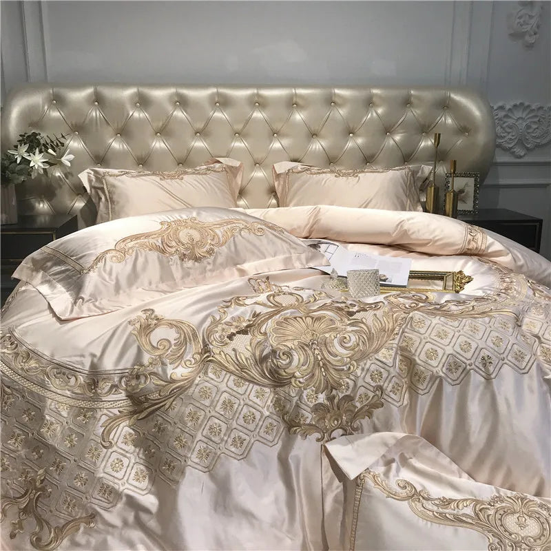 Premium Chic Embroidery Duvet Cover Bed Sheet set in USA