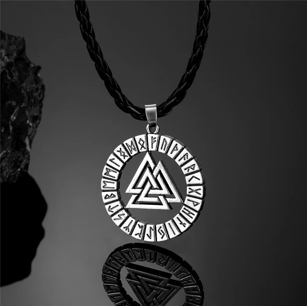 Viking Runes Valknut Pendant Mens Slavic Stainless Steel Necklaces in USA