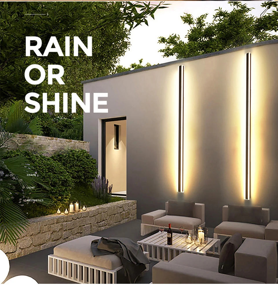 Modern Waterproof outdoor Long Strip LED wall lamp in USA.