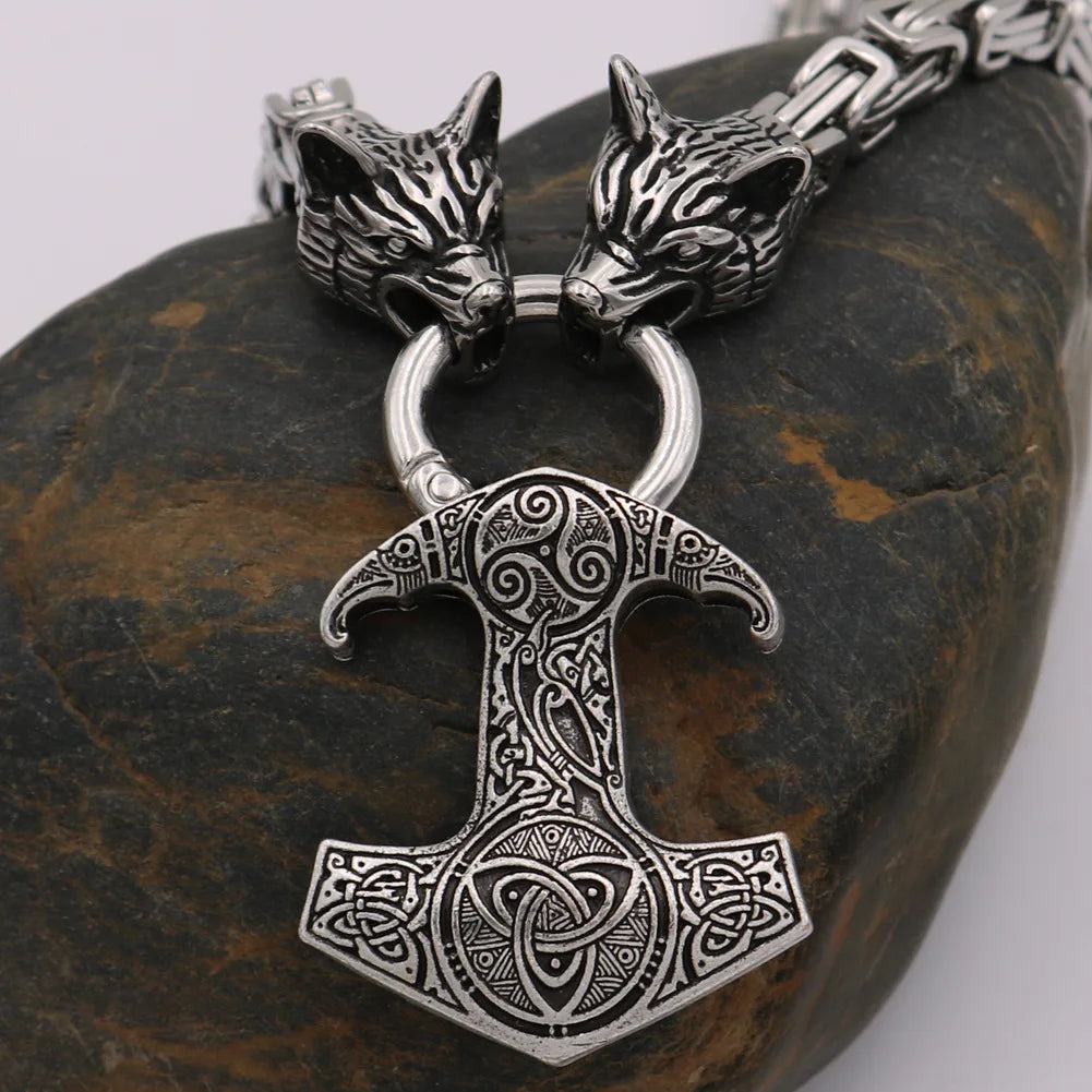 Stainless Steel Nordic Celtic Hammer Pendant Necklace in USA