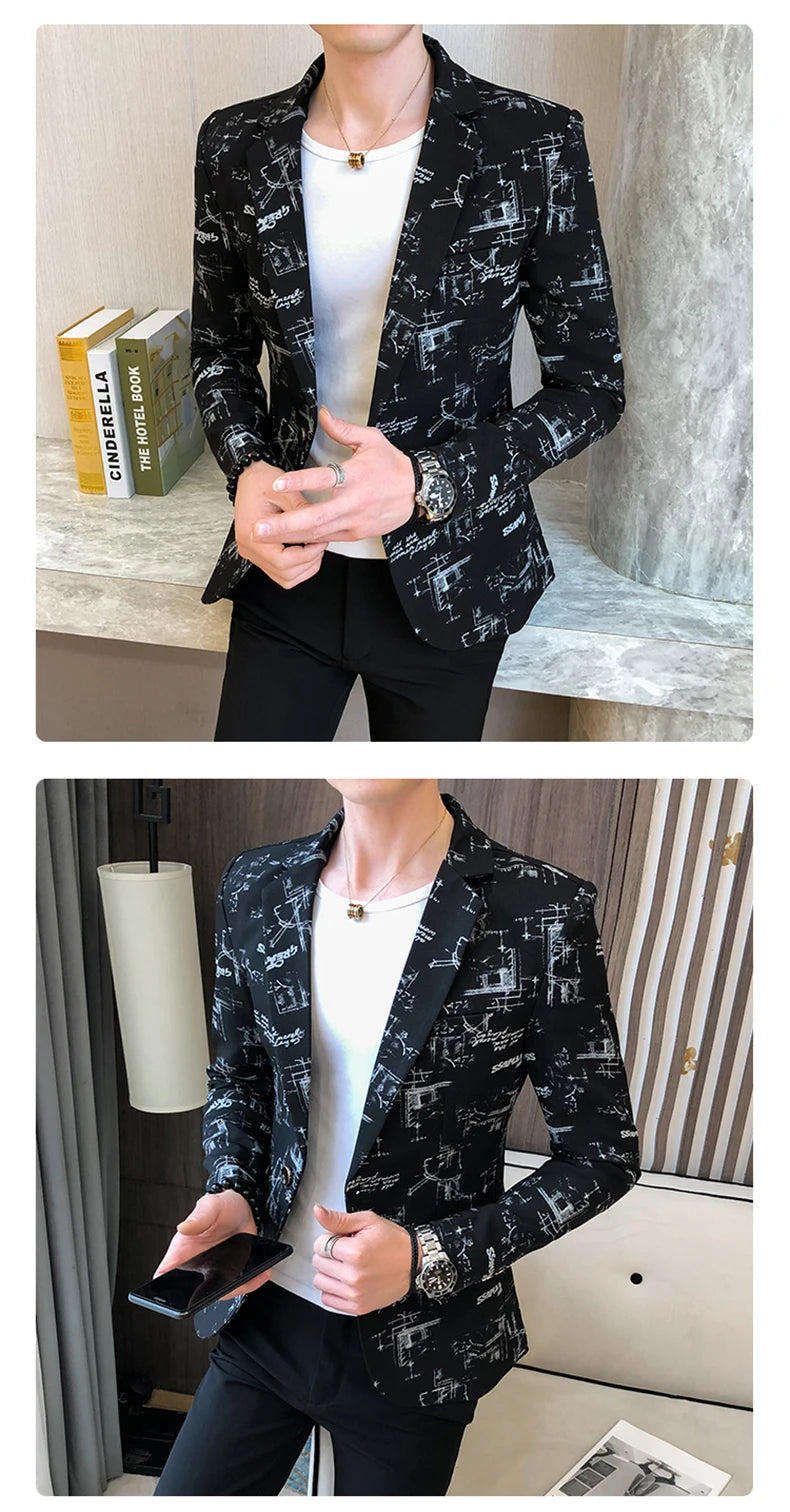 Men Blazer Slim Fit Autumn Korean Version of The Printed IN USA.