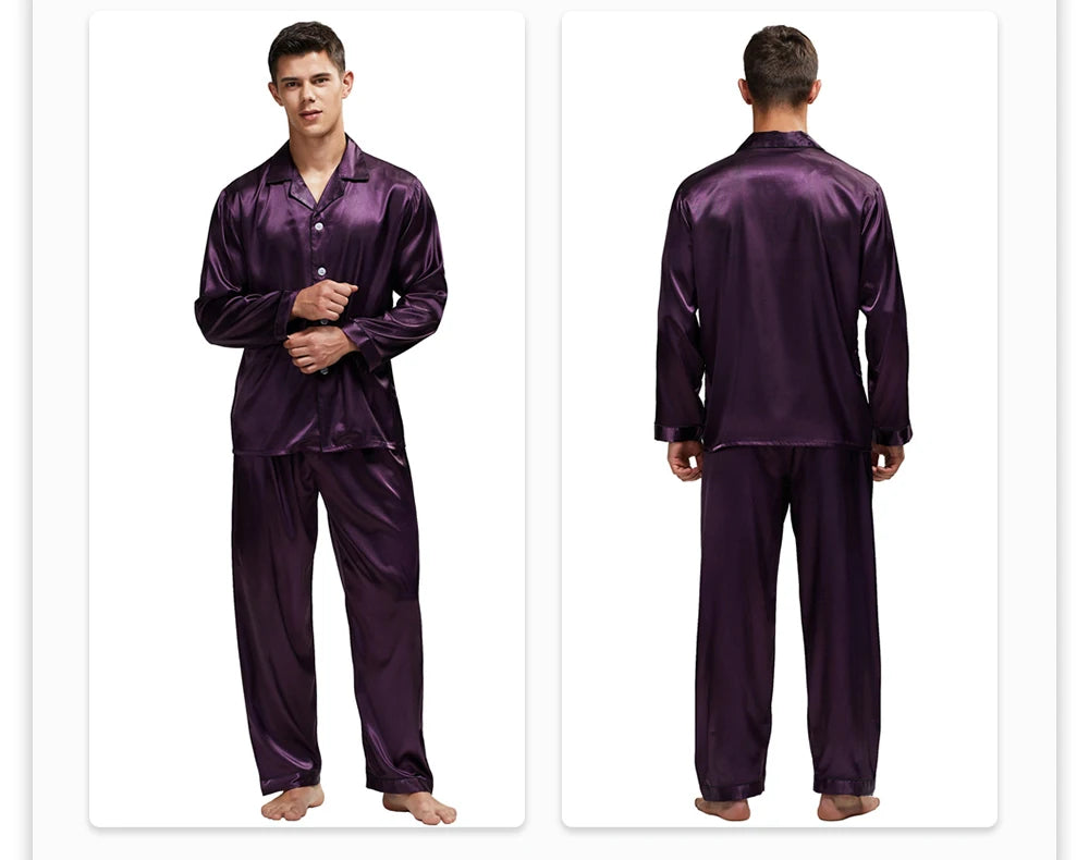 Tony&Candice Men's Satin Silk Pajama Set Men Pajamas Silk in USA