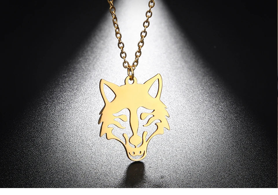 My shape Wolf Necklace Men Women Stainless Steel in USA