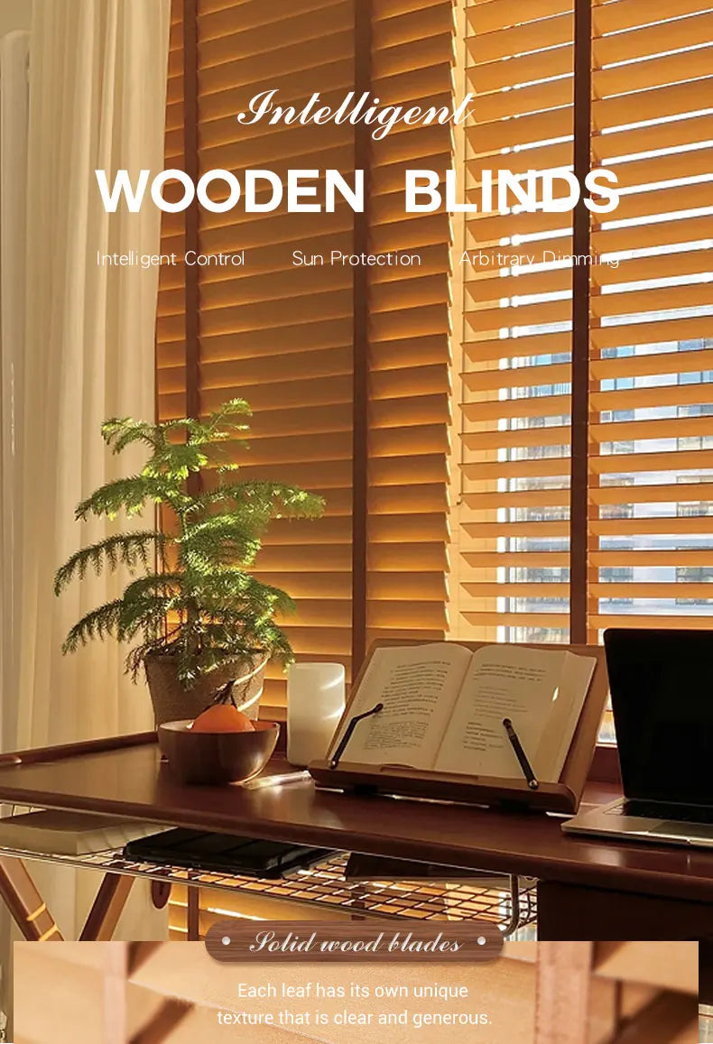 Smart Shutters shades Wooden Tuya Smart Life Alexa Googl