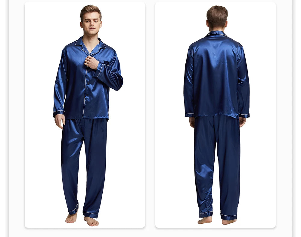 Tony&Candice Men's Satin Silk Pajama Set Men Pajamas Silk in USA