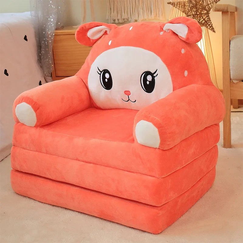 Support Seat Plush Soft Stuffed Animals Fold Sofa Infant Learning To S