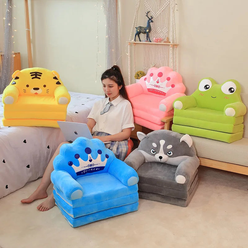 Support Seat Plush Soft Stuffed Animals Fold Sofa Infant Learning To S