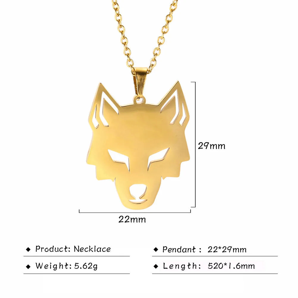 My shape Wolf Necklace Men Women Stainless Steel in USA