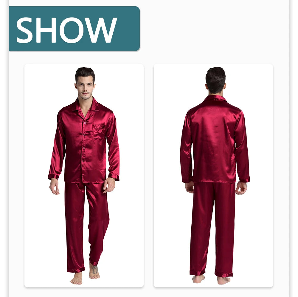 Tony&Candice Men's Satin Silk Pajama Set Men Pajamas Silk in USA