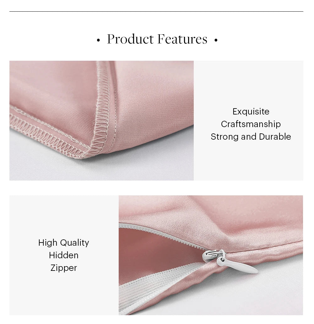 Silk Pillowcases Set With Cotton Underside And Hidden Zipper