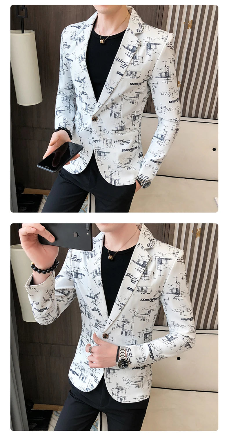 Men Blazer Slim Fit Autumn Korean Version of The Printed IN USA.