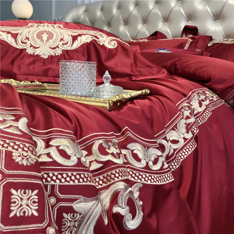 Premium Chic Embroidery Duvet Cover Bed Sheet set in USA