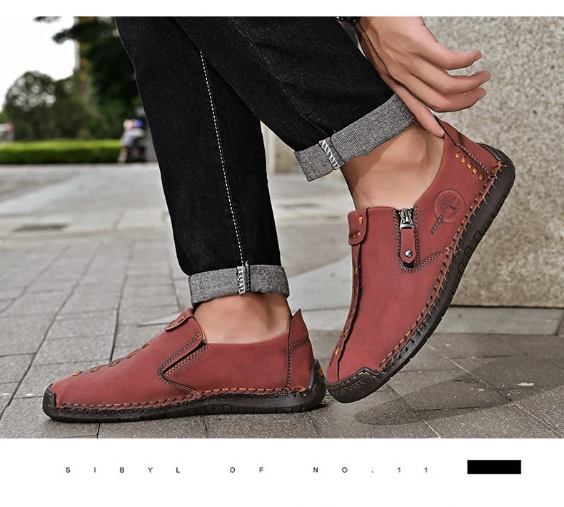 Handmade Leather Men Shoes Casual Slip On Loafers in USA