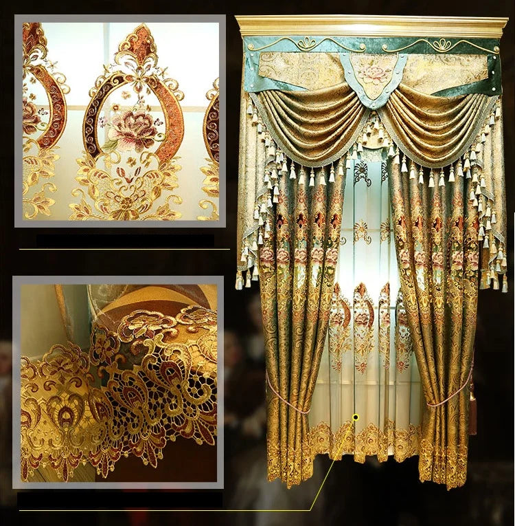 Gold Gilded Embroidered Hollowed Out Velvet Curtains in USA