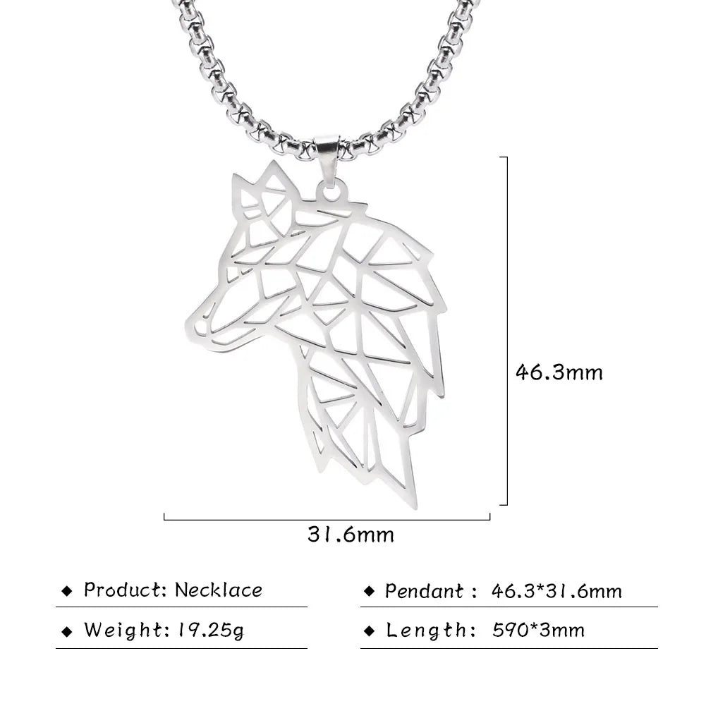 My shape Wolf Necklace Men Women Stainless Steel in USA