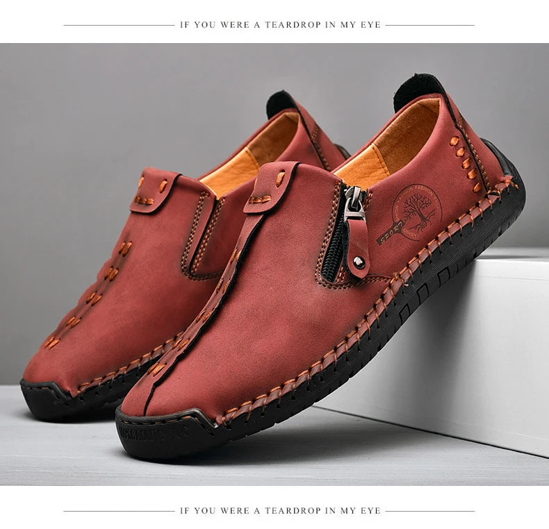 Handmade Leather Men Shoes Casual Slip On Loafers in USA