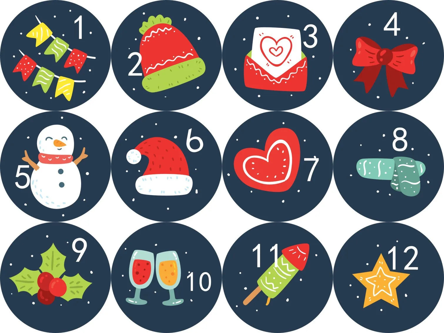 120pcs Advent Calendar Number Paper Stickers Merry Christmas Gift Stic