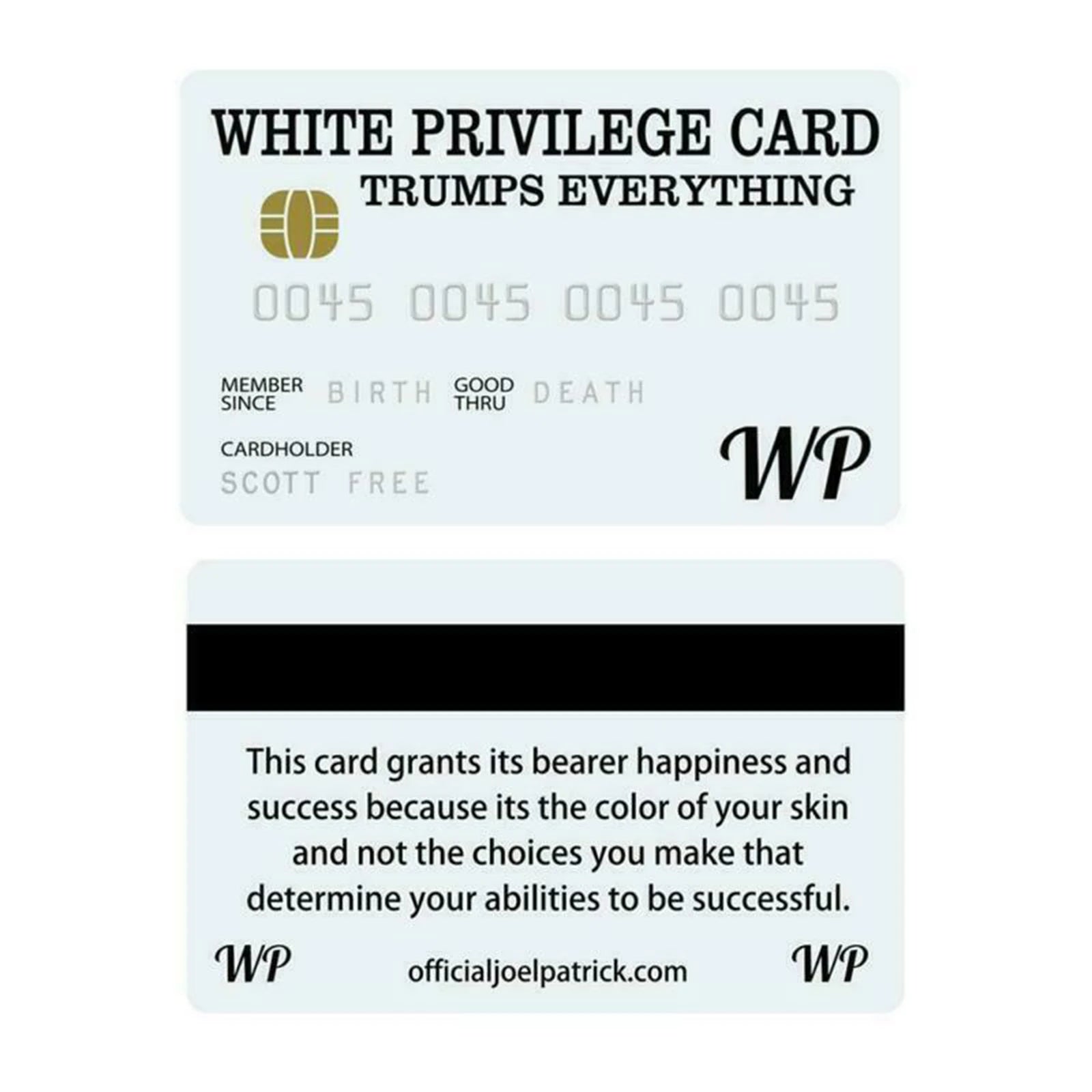 White Privilege Card Credit Card Trumps Everything Official in USA