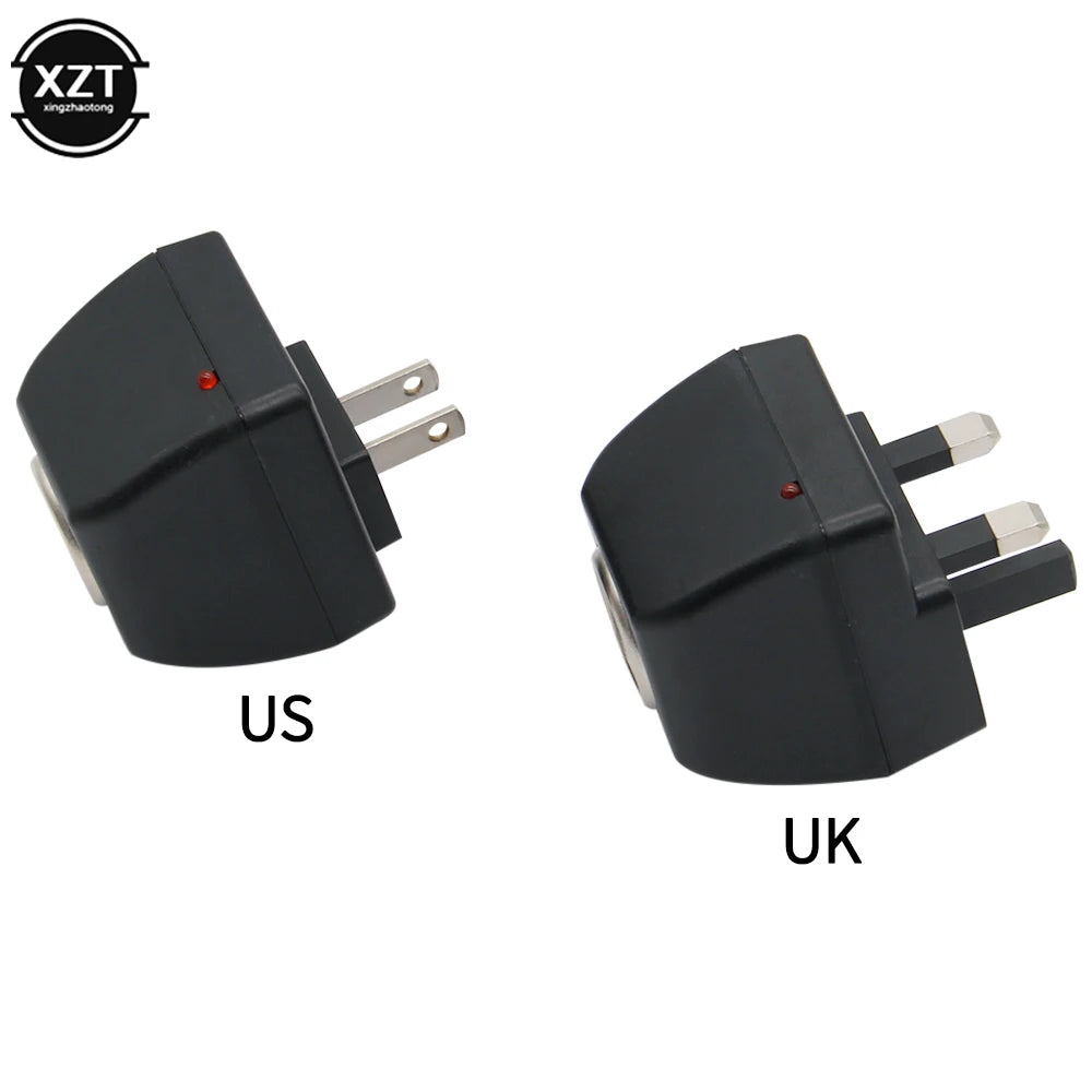 AC Adapter with Car Socket Auto Charger 220V AC to 12V DC US UK Plug f