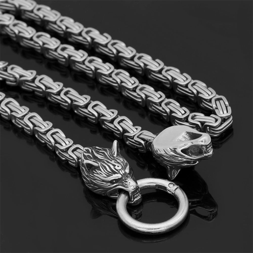 Nordic Celtic Wolf Men's Necklace Viking Wolf Head Stainless in USA