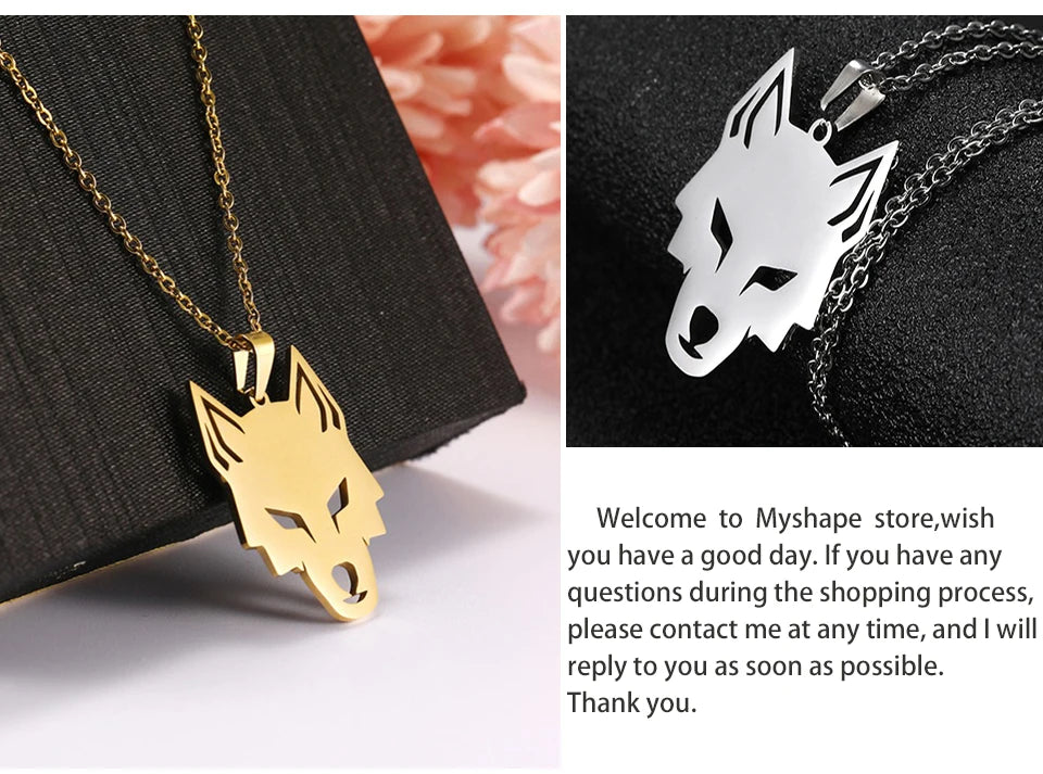 My shape Wolf Necklace Men Women Stainless Steel in USA