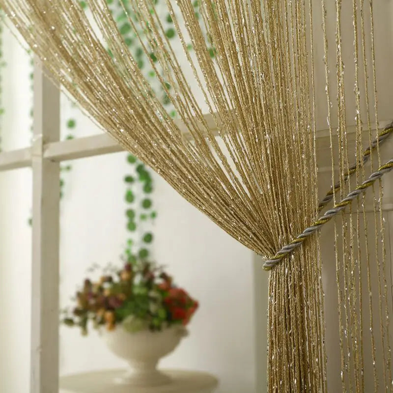 String Curtain Shiny Tassel Line Curtains Window Door in USA