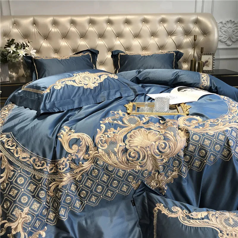 Premium Chic Embroidery Duvet Cover Bed Sheet set in USA