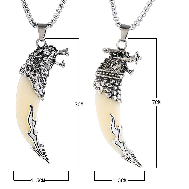 Retro domineering wolf tooth pendant necklace suitable in USA