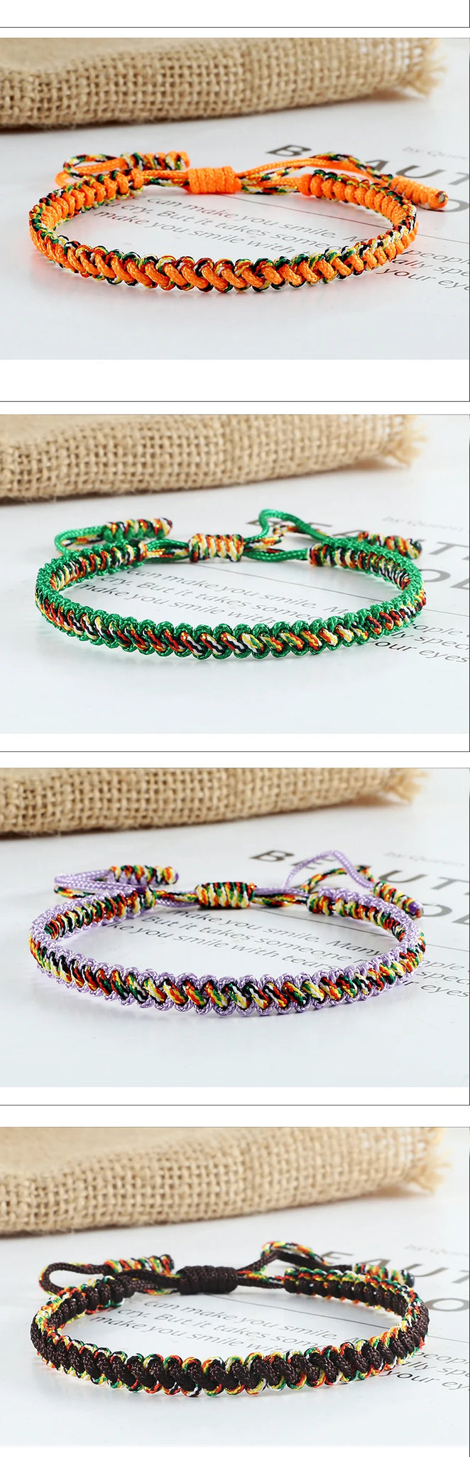 Handmade Braided Bracelets Tibetan Buddhist Lucky in USA.