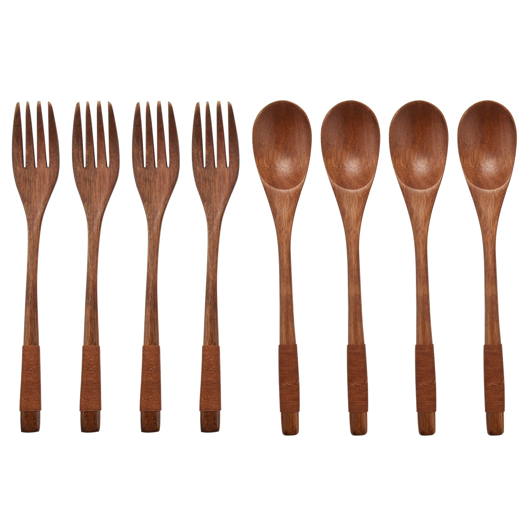 Japanese Spoon Fork Set Kitchen Tableware Natural Wood Cutlery in USA.